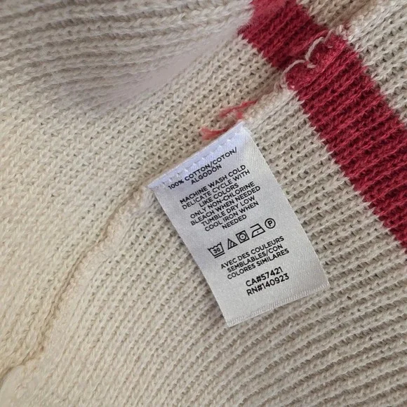 LOFT Outlet Striped Open Front‎ Cardigan Sweater Women's Size S Beige Red Orange - Picture 5 of 10